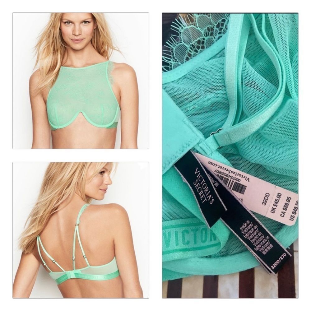 chantilly lace high neck unlined bra top 32DD